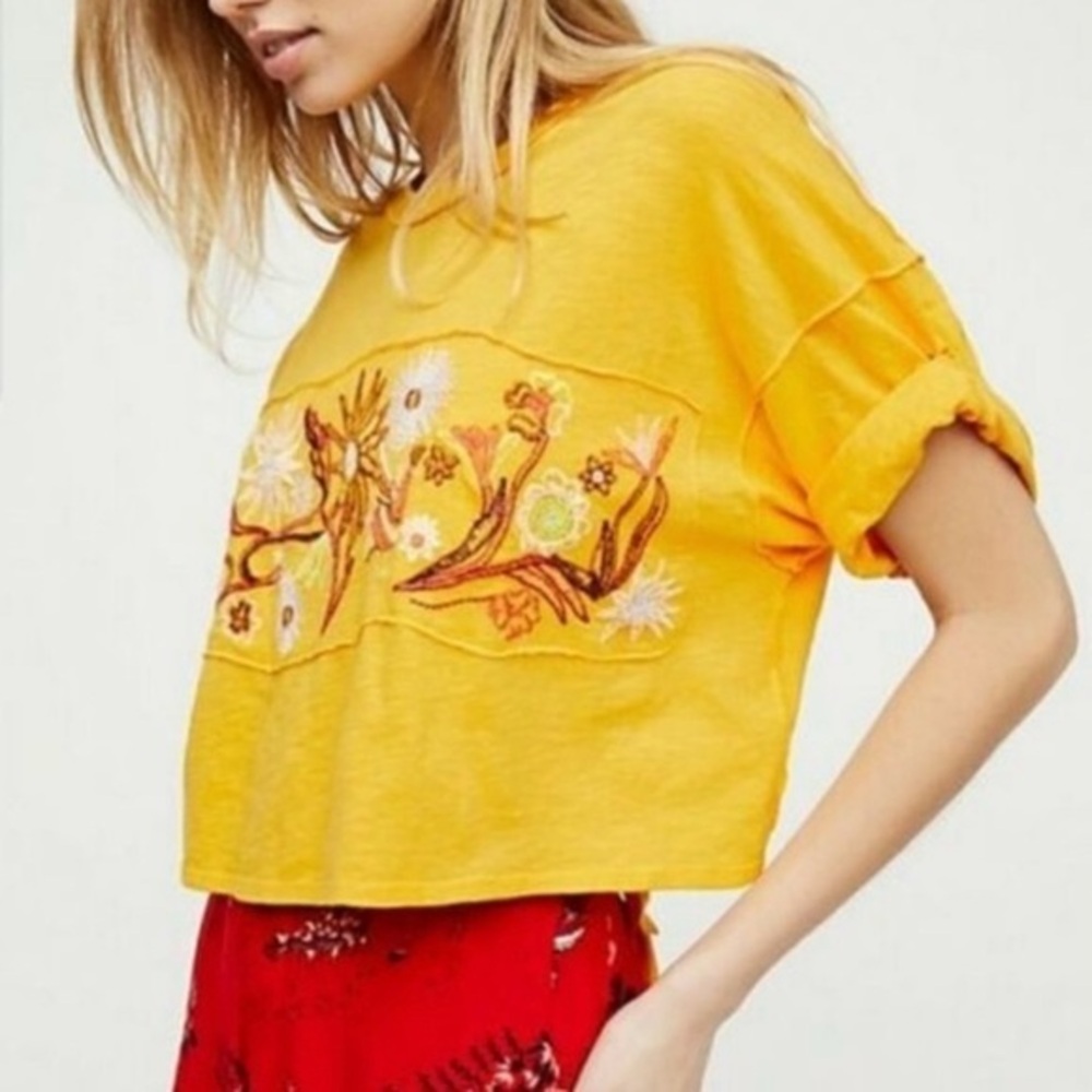 Free People Garden Time Open Back Tee